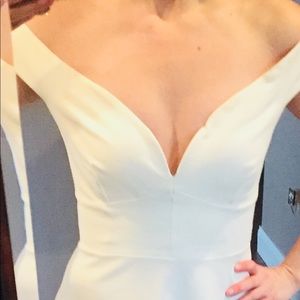 Cream color off the shoulder above the knee dress